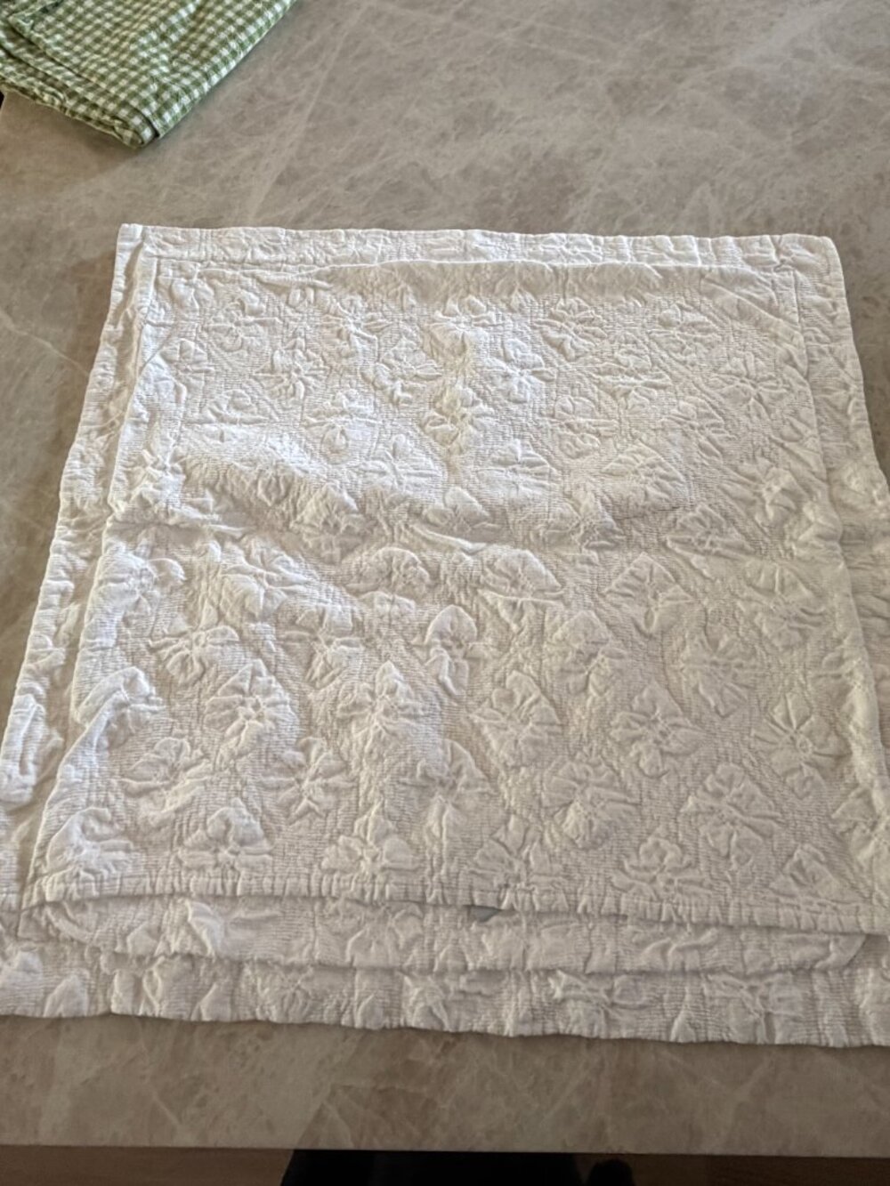 Pair of DOCOFIL White Floral Textured Euro Pillow Shams 28x28 Portugal Cotton - Picture 3 of 9